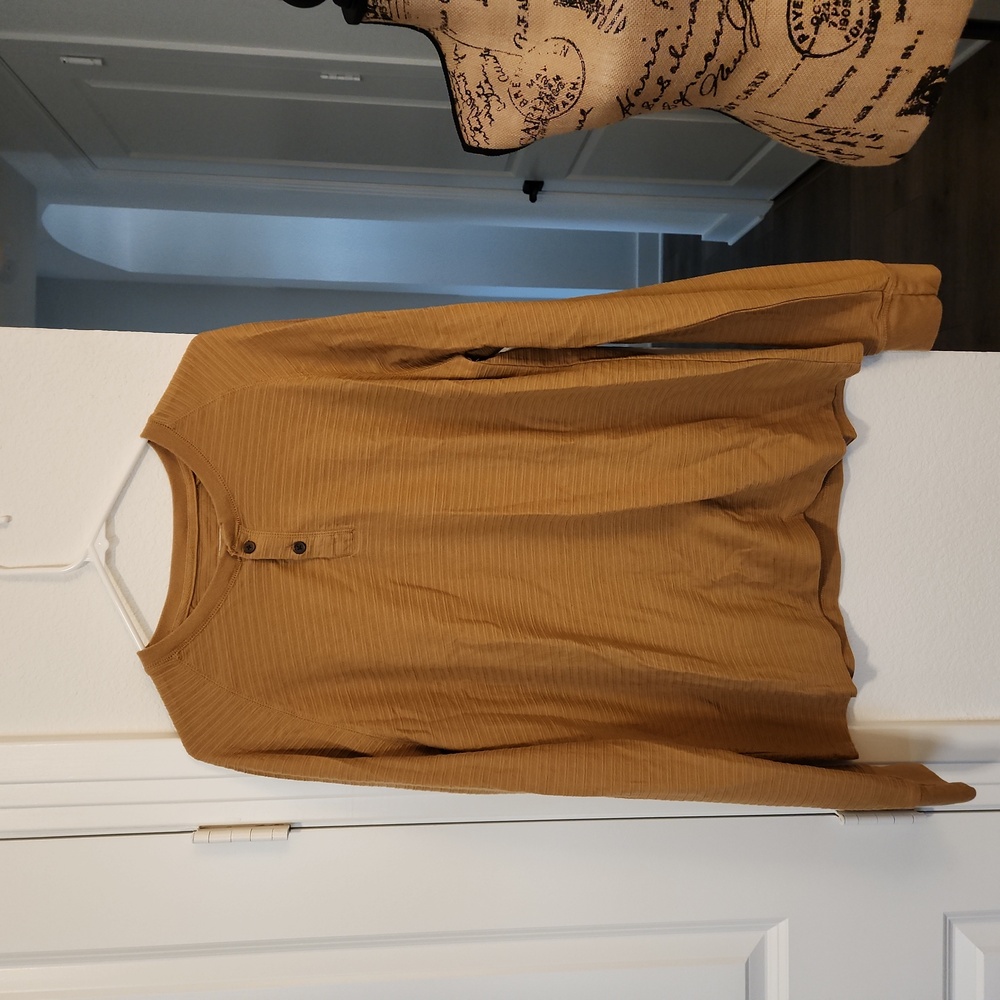 Men's Long Sleeve Henley Shirt - Brown